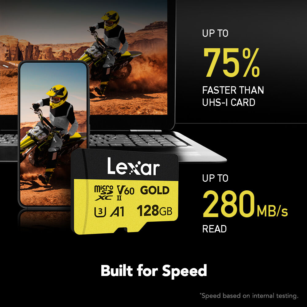 LEXAR 128GB GOLD Serisi microSDXC UHS-II Hafıza Kartı (V60)