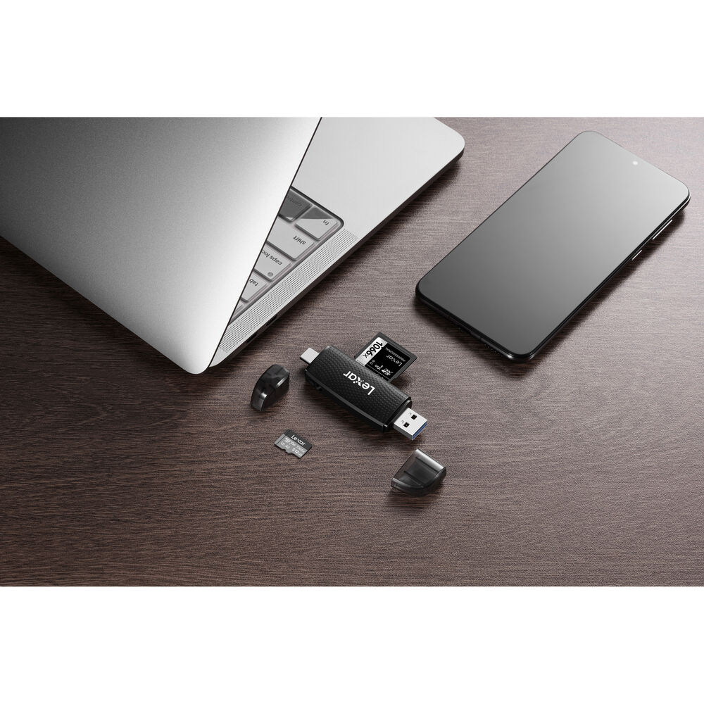 LEXAR USB-A ve USB-C Çift Yuvalı Kart Okuyucu (SD ve microSD Uyumlu)