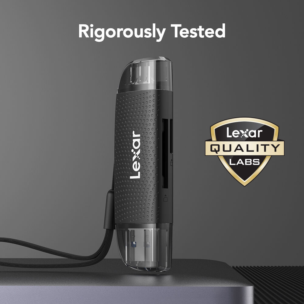 LEXAR USB-A ve USB-C Çift Yuvalı Kart Okuyucu (SD ve microSD Uyumlu)