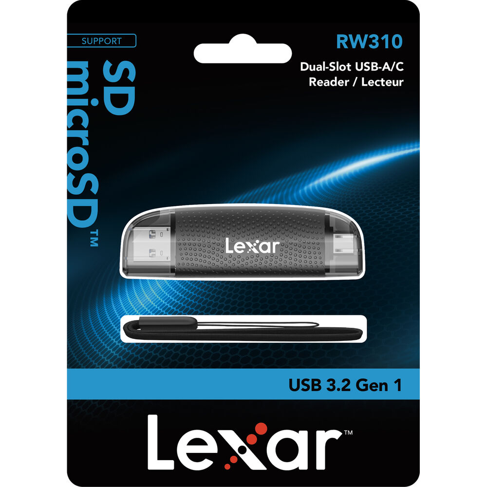 LEXAR USB-A ve USB-C Çift Yuvalı Kart Okuyucu (SD ve microSD Uyumlu)