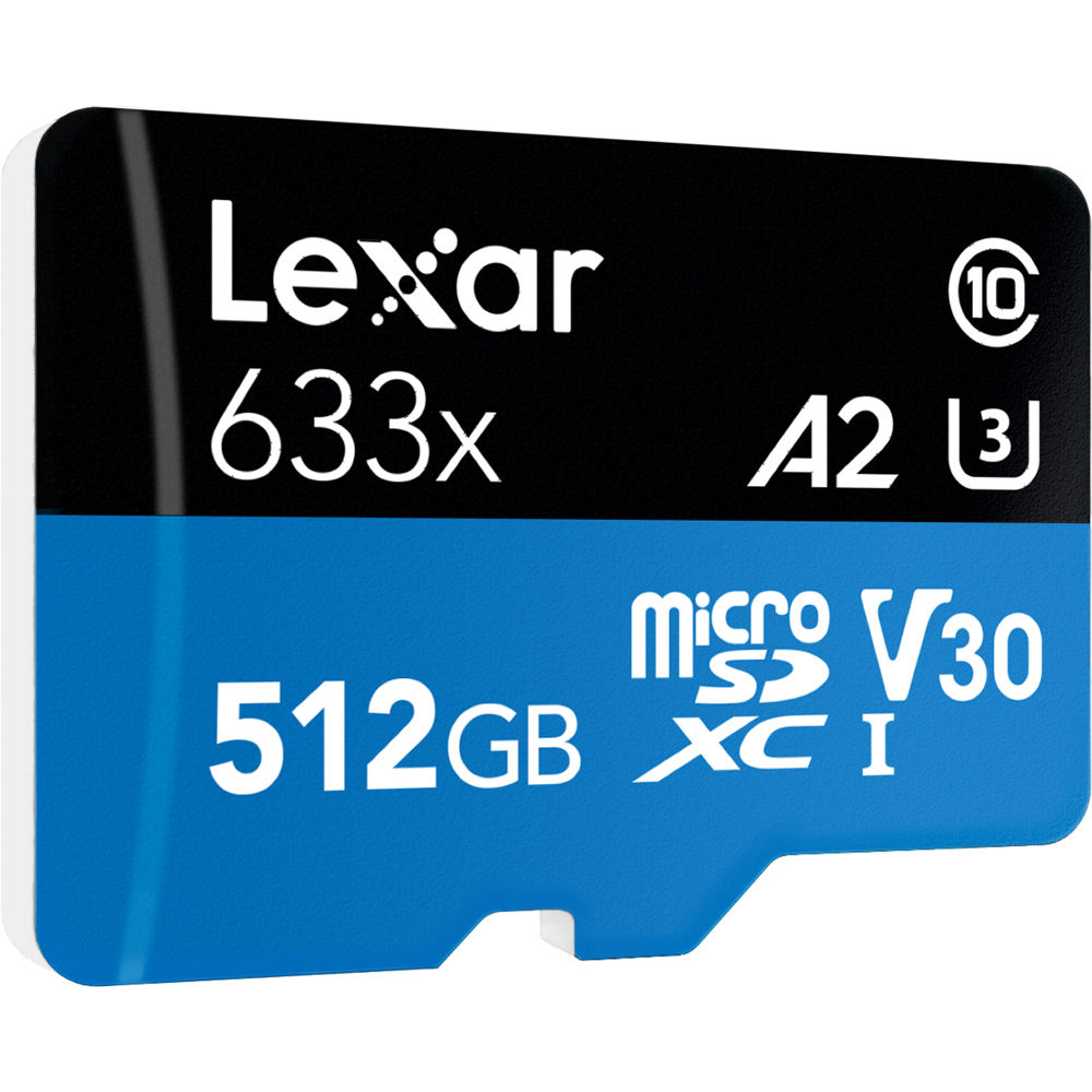 LEXAR 512GB 633x microSDXC Hafıza Kartı (SD Adaptörlü, UHS-I, V30)