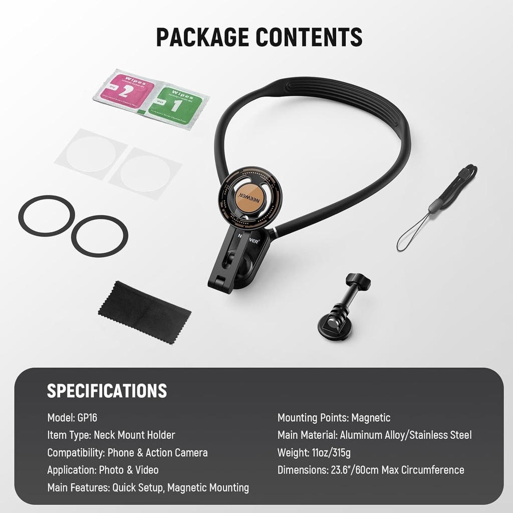 NEEWER GP-16 Manyetik Telefon ve Aksiyon Kamerası Boyun Askısı (Neck Mount Holder)