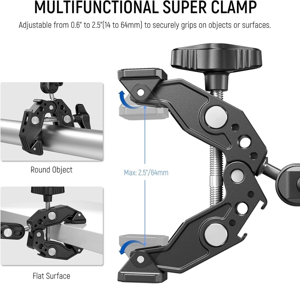 NEEWER ST83 Süper Kelepçe ve 3\'\' (7,62 cm) Çift Bilyeli Magic Arm Kiti