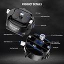 NEEWER GM47 Kamera Quick Release Plate Kiti (Ronin RS & PD Capture Uyumlu, Otomatik Kilit)