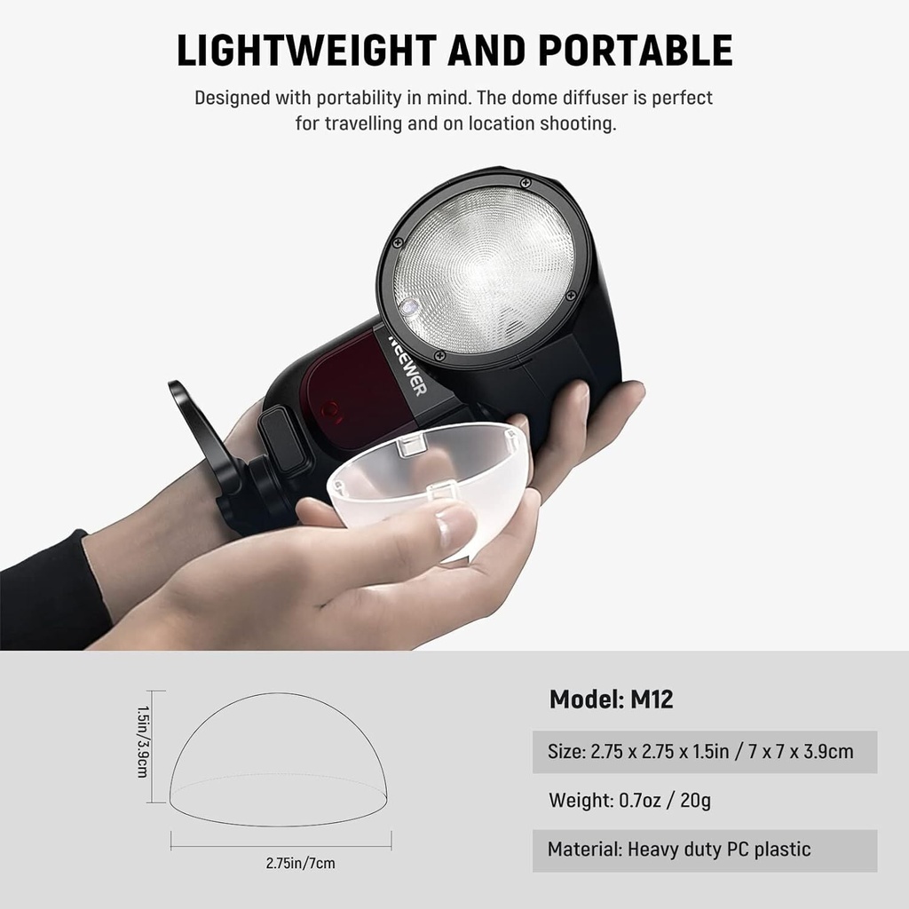 NEEWER M12 Manyetik Dome Difüzör (Z2PRO, Z2 ve Z1 Yuvarlak Kafa Flaşlar için)