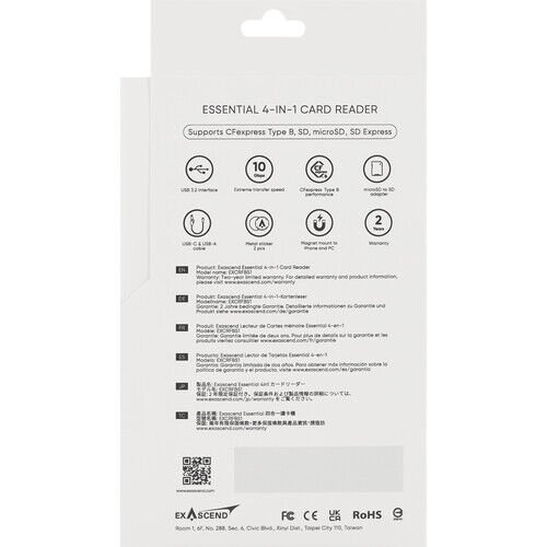 Exascend CFexpress Type B/SD Express/SD/microSD card reader (4in1)