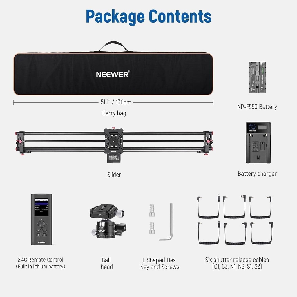 Neewer 120cm Uzaktan Kumandalı & Motorlu Slider (APP)