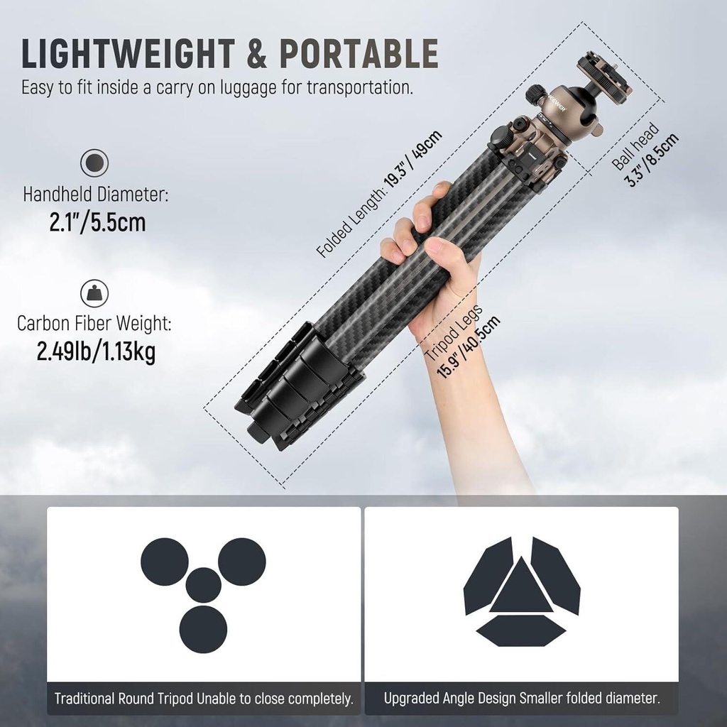 Neewer LITETRIP LT35 Karbon Fiber Tripod (49-155cm) 1,13kg