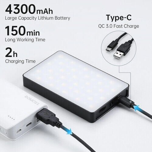 GVM 8RS RGB Kamera Üstü Dahili Akülü Mobil Led Işık (11x7cm)
