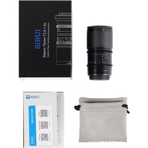 Sirui Saturn 75mm T2.9 1.6x Full-Frame Karbon Fiber Anamorfik Lens (E Mount, Mavi Flare)