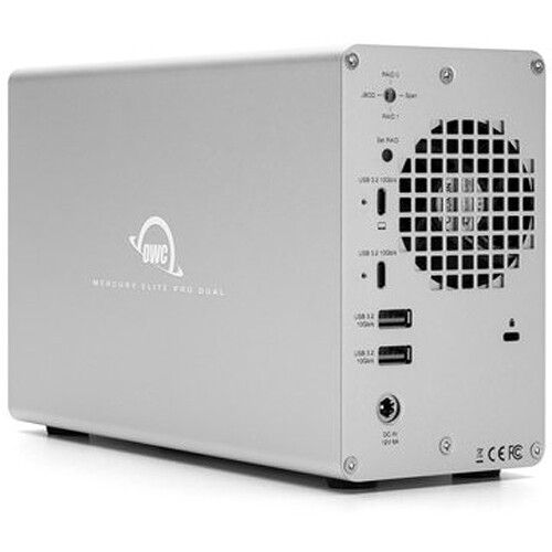 OWC Mercury Elite Pro Dual 32TB 2-Bay USB 3.2 Gen 2 RAID Array with 3-Port Hub
