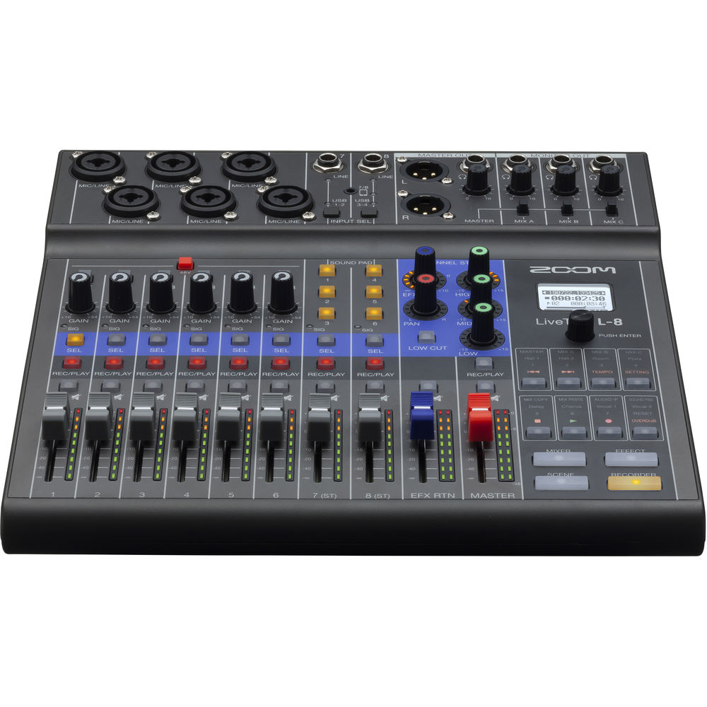 Zoom LiveTrak L-8 8-Kanal Dijital Mikser Recorder