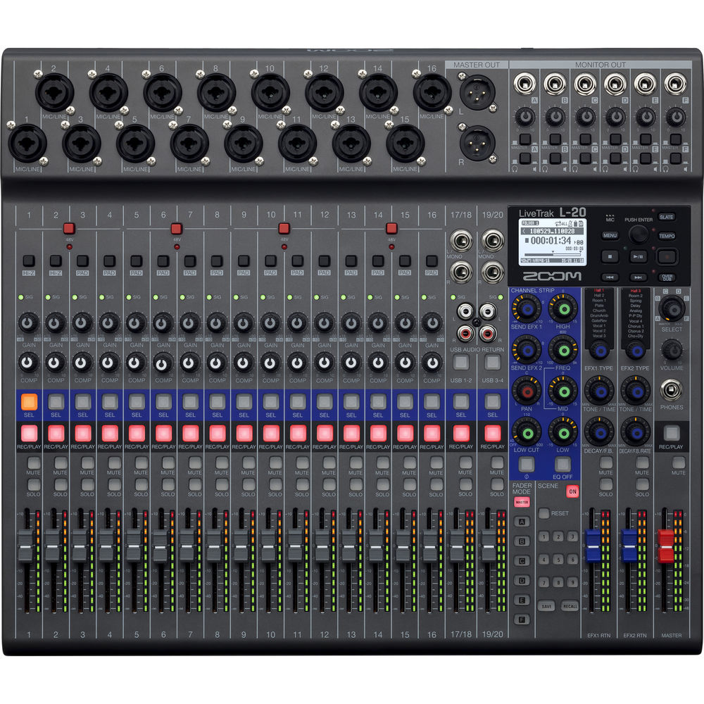 Zoom LiveTrak L-20 20-Kanal Dijital Mikser