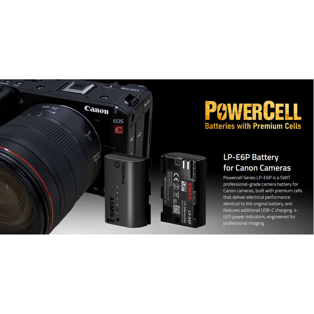 SWIT PowerCell LP-E6P USB-C Kamera Bataryası (Canon Uyumlu, 2200mAh)