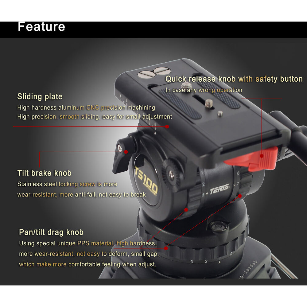 Teris TS100AL Fluid Head & Tripod Kit (Karbon Fiber) / 12 Kg