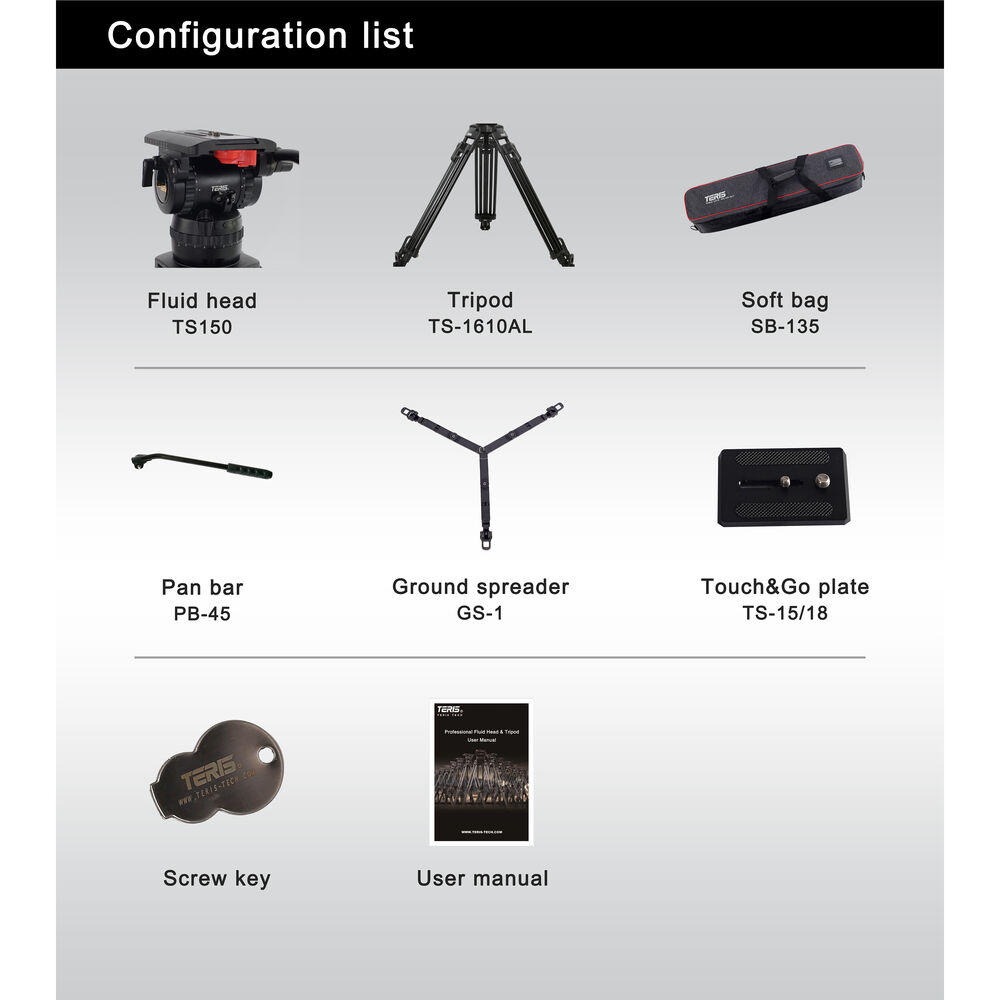 Teris TS150AL Fluid Head & Tripod Kit / 20 Kg