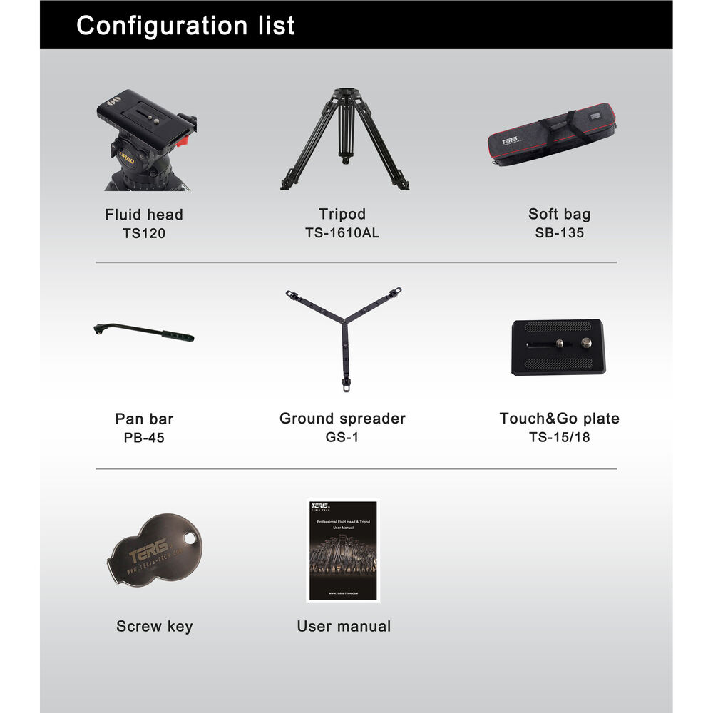 Teris TS120AL Fluid Head & Tripod Kit / 15 Kg