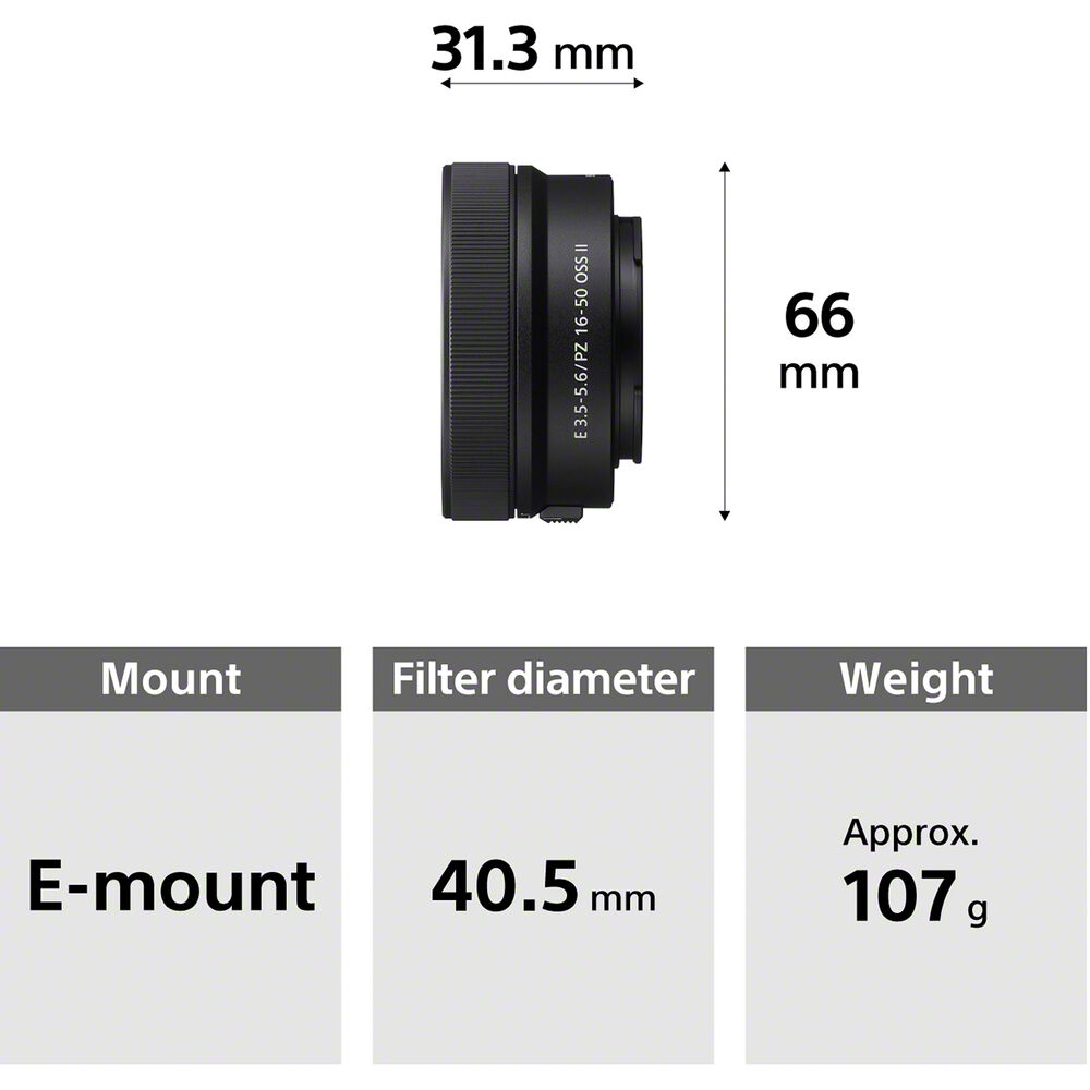 Sony E PZ 16-50mm f/3.5-5.6 OSS II Lens (Sony E, Siyah)