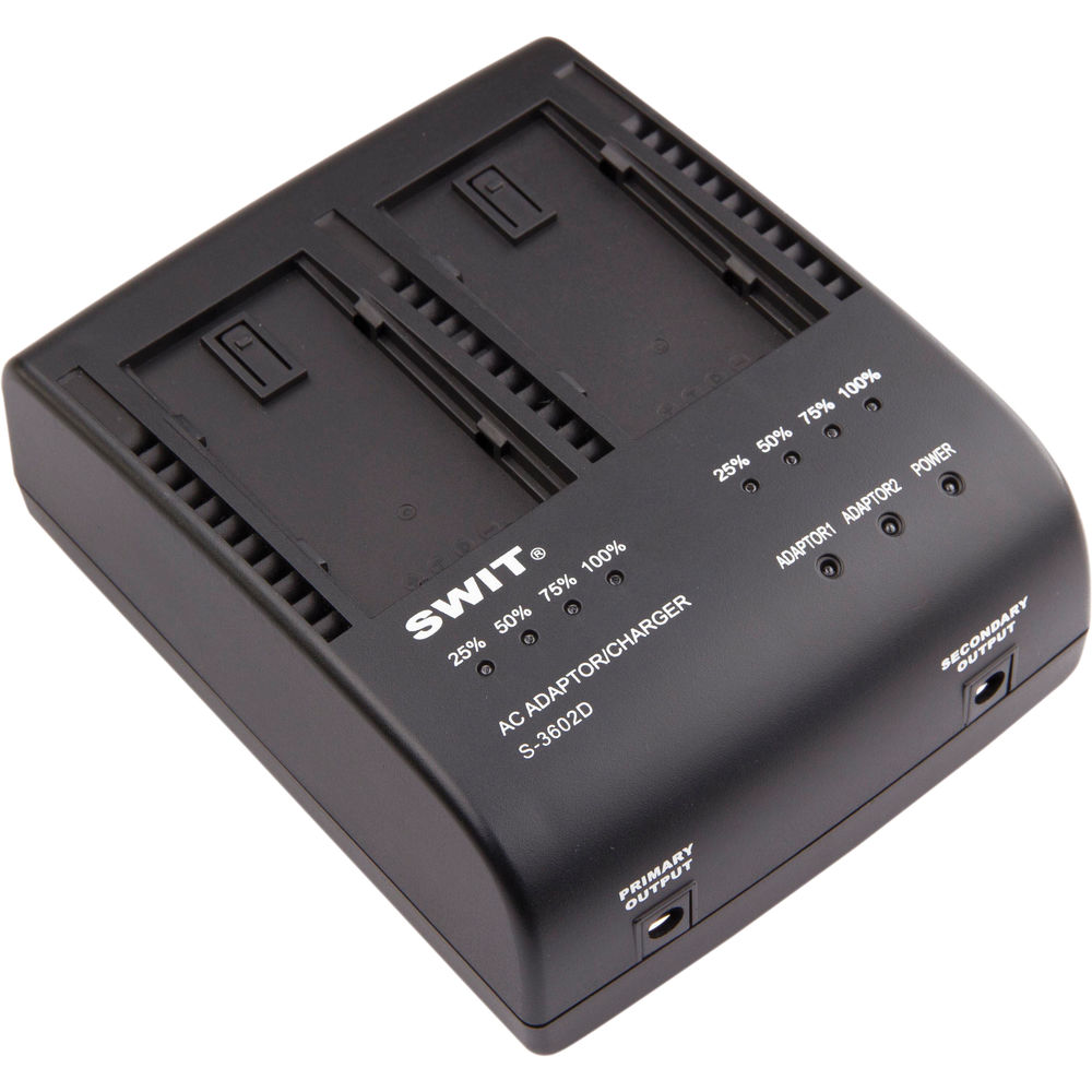 [8D62] SWIT S-3602D Çiftli Batarya Şarj Cihazı ve Adaptör (Panasonic VW-VBD Serisi)