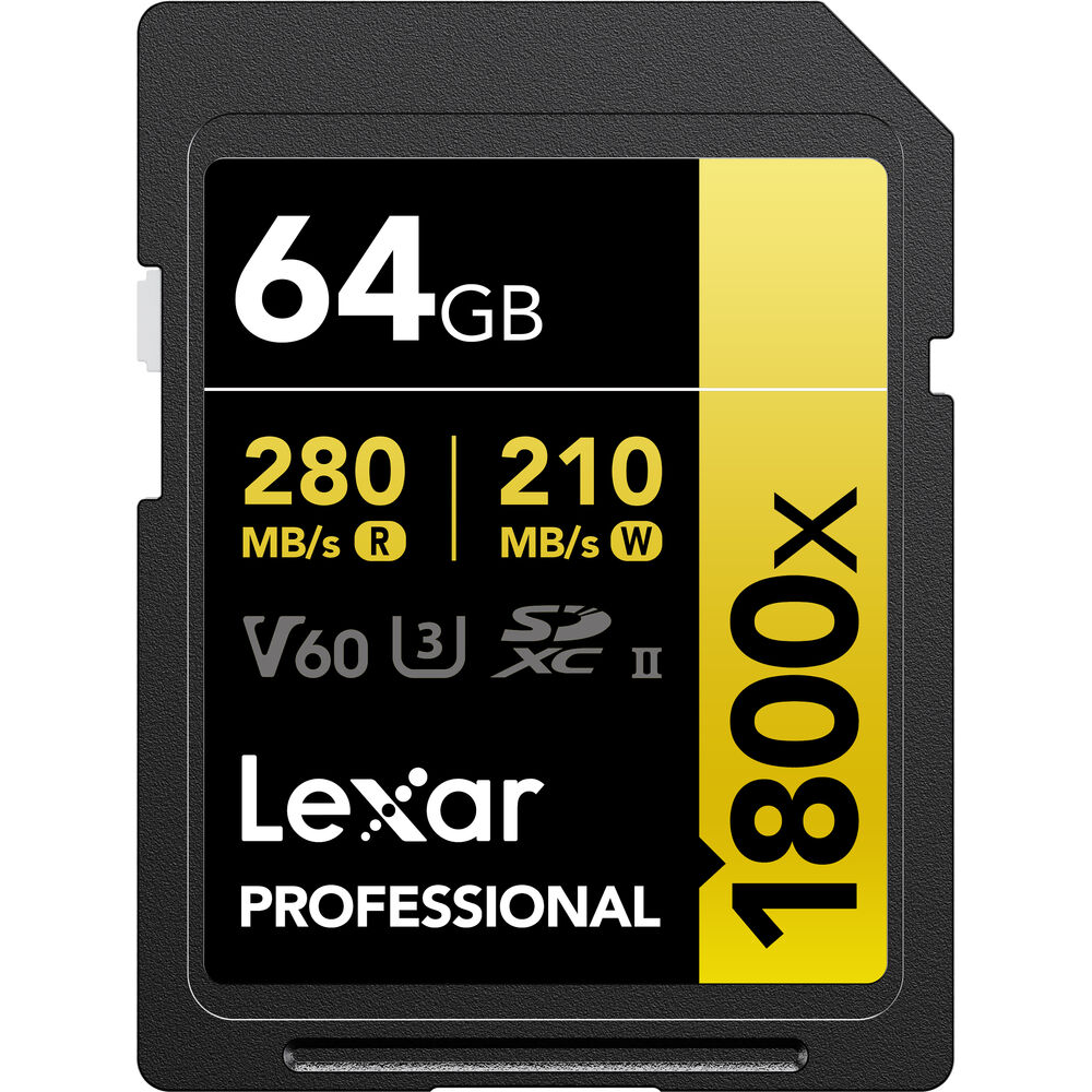 [LSD1800064G-BNNNG] LEXAR 64GB Professional 1800x SDXC UHS-II Hafıza Kartı (V60, U3)