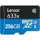 LEXAR 256GB 633x microSDXC Hafıza Kartı (SD Adaptörlü, UHS-I, V30)