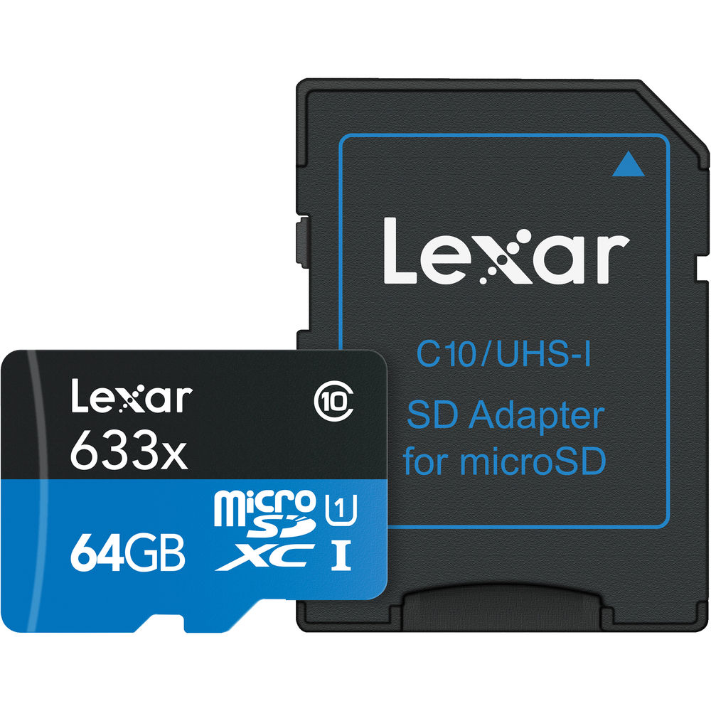 [LSDMI64GBB633A] LEXAR 64GB 633x microSDXC Hafıza Kartı (SD Adaptörlü, UHS-I, V30)