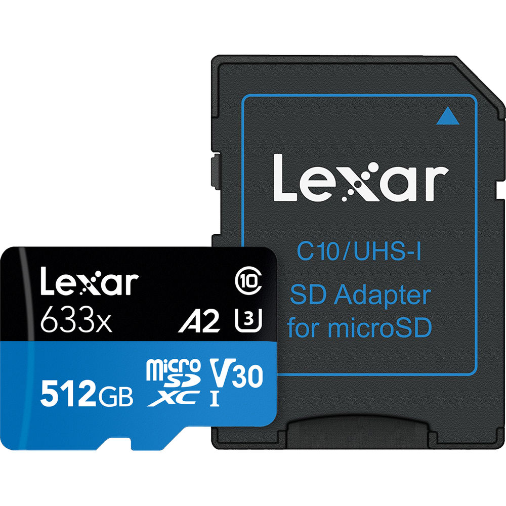 LEXAR 512GB 633x microSDXC Hafıza Kartı (SD Adaptörlü, UHS-I, V30)