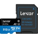 LEXAR 512GB 633x microSDXC Hafıza Kartı (SD Adaptörlü, UHS-I, V30)