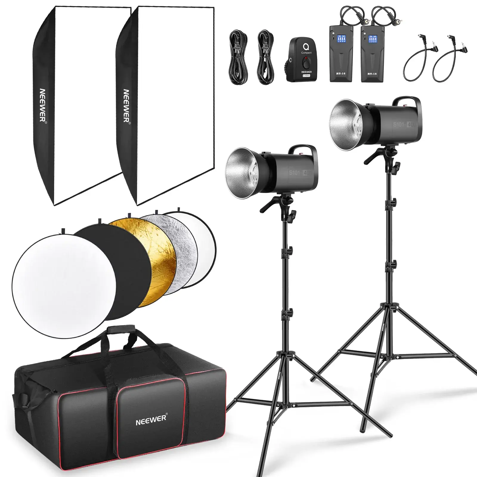 [NWR-S101-400W] Neewer S101-400W 2'li Stüdyo Flaş Seti