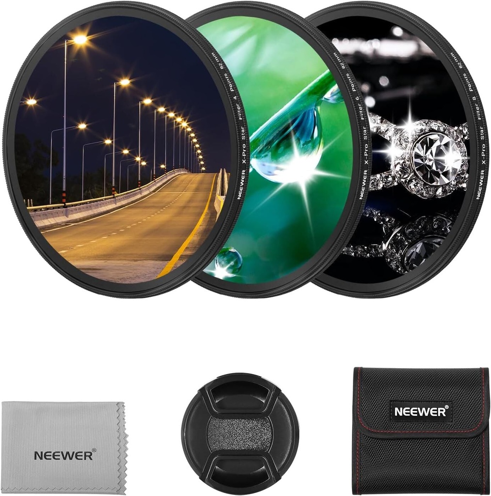 [NWR-STR82] NEEWER 82mm 3\'lü Yıldız Filtre Kiti (4, 6, 8 Noktalı)