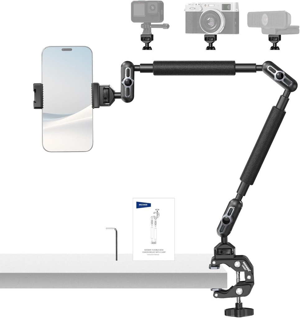 [NWR-UA057] NEEWER UA057 22\'\' (55 cm) Mafsallı Magic Arm Süper Kelepçe ve Telefon Tutucu Kiti