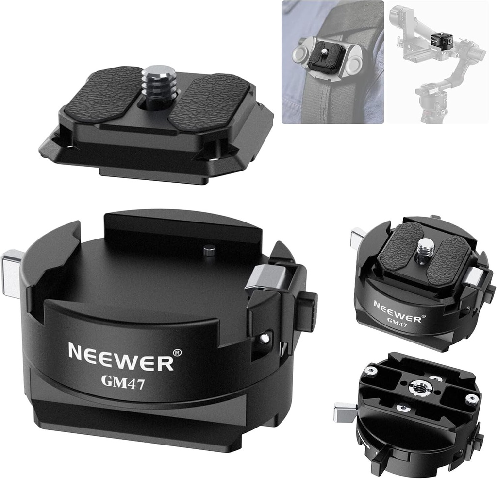 [NWR-GM47] NEEWER GM47 Kamera Quick Release Plate Kiti (Ronin RS & PD Capture Uyumlu, Otomatik Kilit)