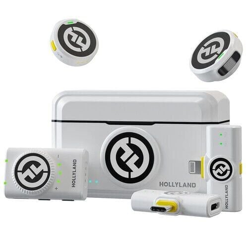[Lark M2 Combo (IVORY WHITE)] Hollyland Lark M2 Combo İkili Kablosuz Mikrofon Sistemi - Beyaz