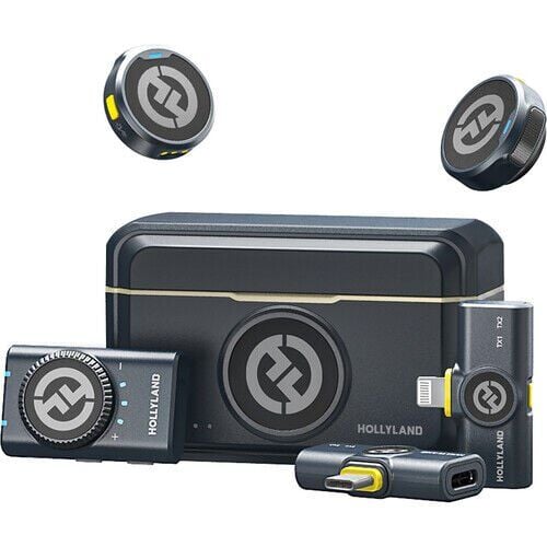 [Lark M2 Combo (SHINE CHARCOAL)] Hollyland Lark M2 Combo İkili Kablosuz Mikrofon Sistemi - Siyah