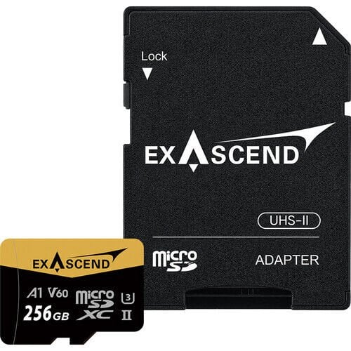 [EX256GUSDV60-AD] Exascend Catalyst microSD V60, A1 256GB, w/ adapter - 280MB/S Read -180MB/S Write