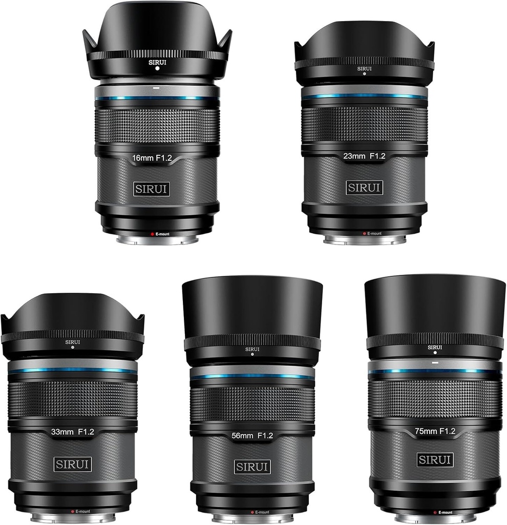 [AS-5S-EB] Sirui Sniper F1.2 APS-C Autofocus Sony E Mount 5'li Lens Kiti (Siyah)